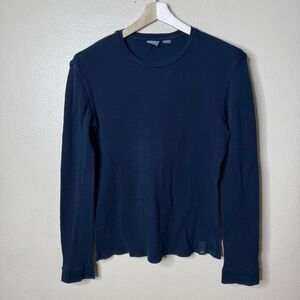 Armani Exchange Shirt Mens Large Black Waffle Knit Long Sleeve Crew Neck